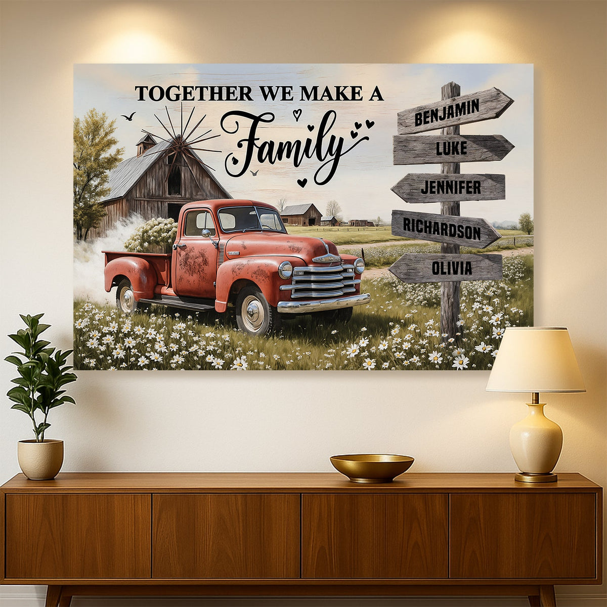 Arte de pared con camión estilo granja (personalizado)