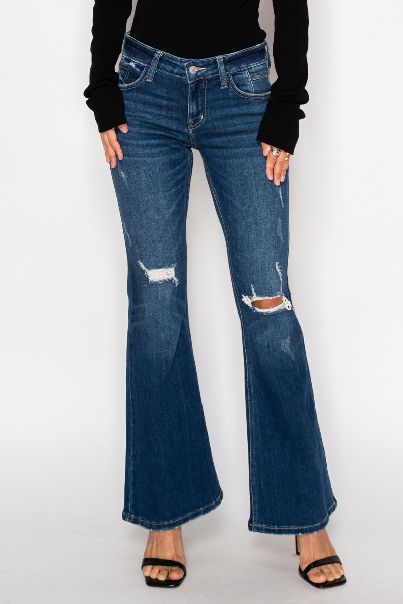 Artemis Vintage Margaret Low Rise Distressed Flare Jeans