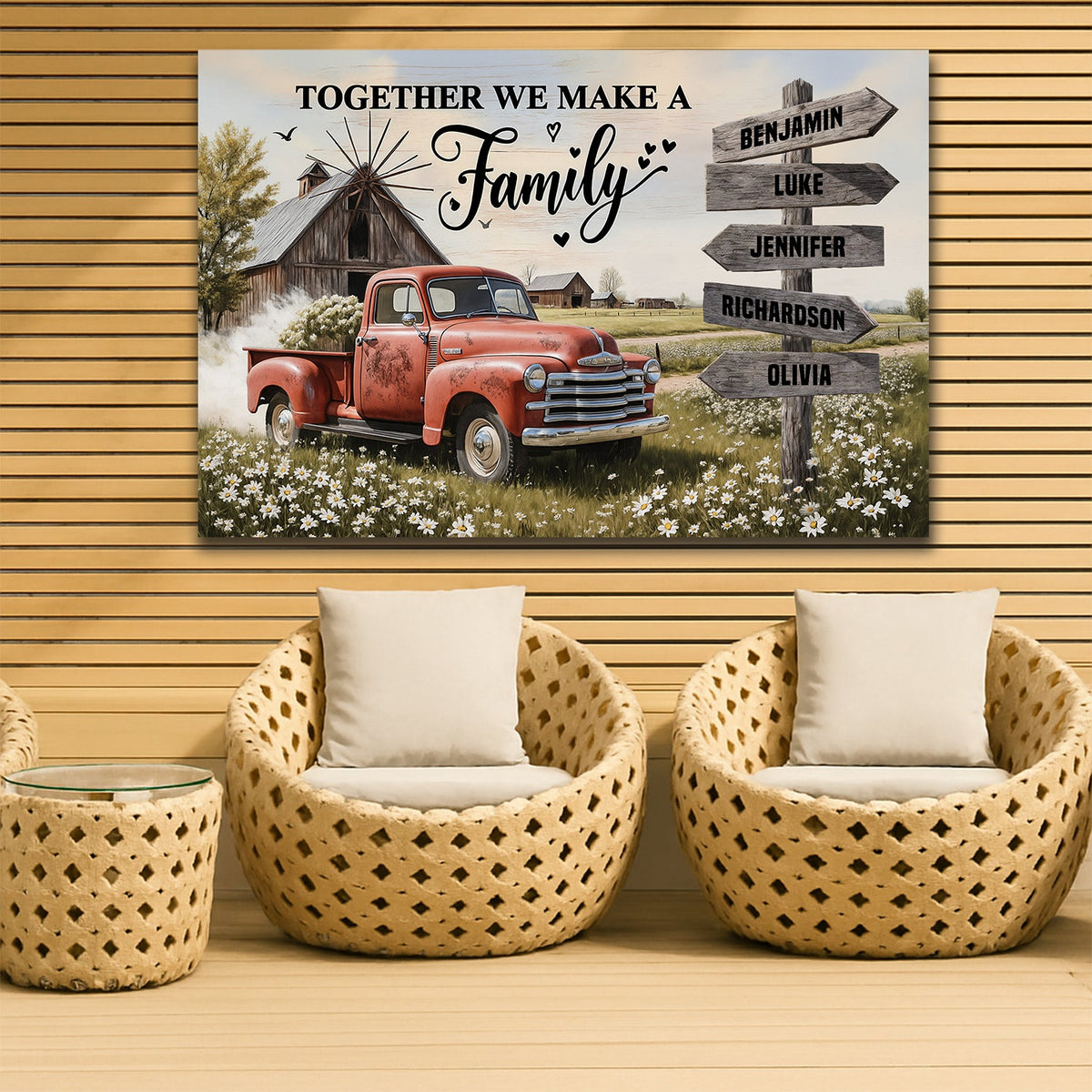 Arte de pared con camión estilo granja (personalizado)