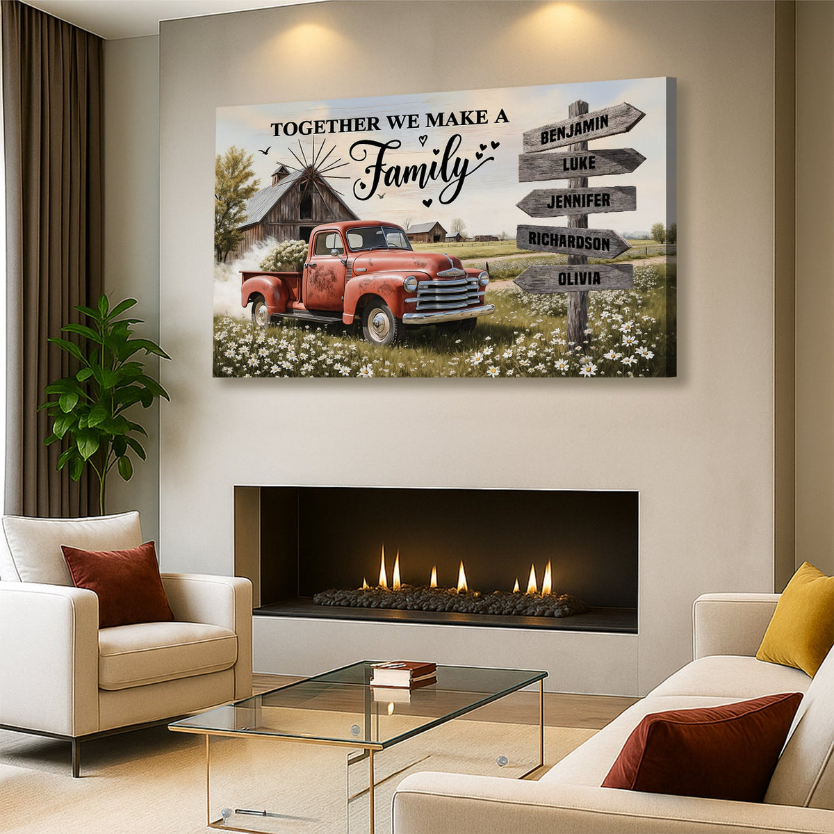 Arte de pared con camión estilo granja (personalizado)