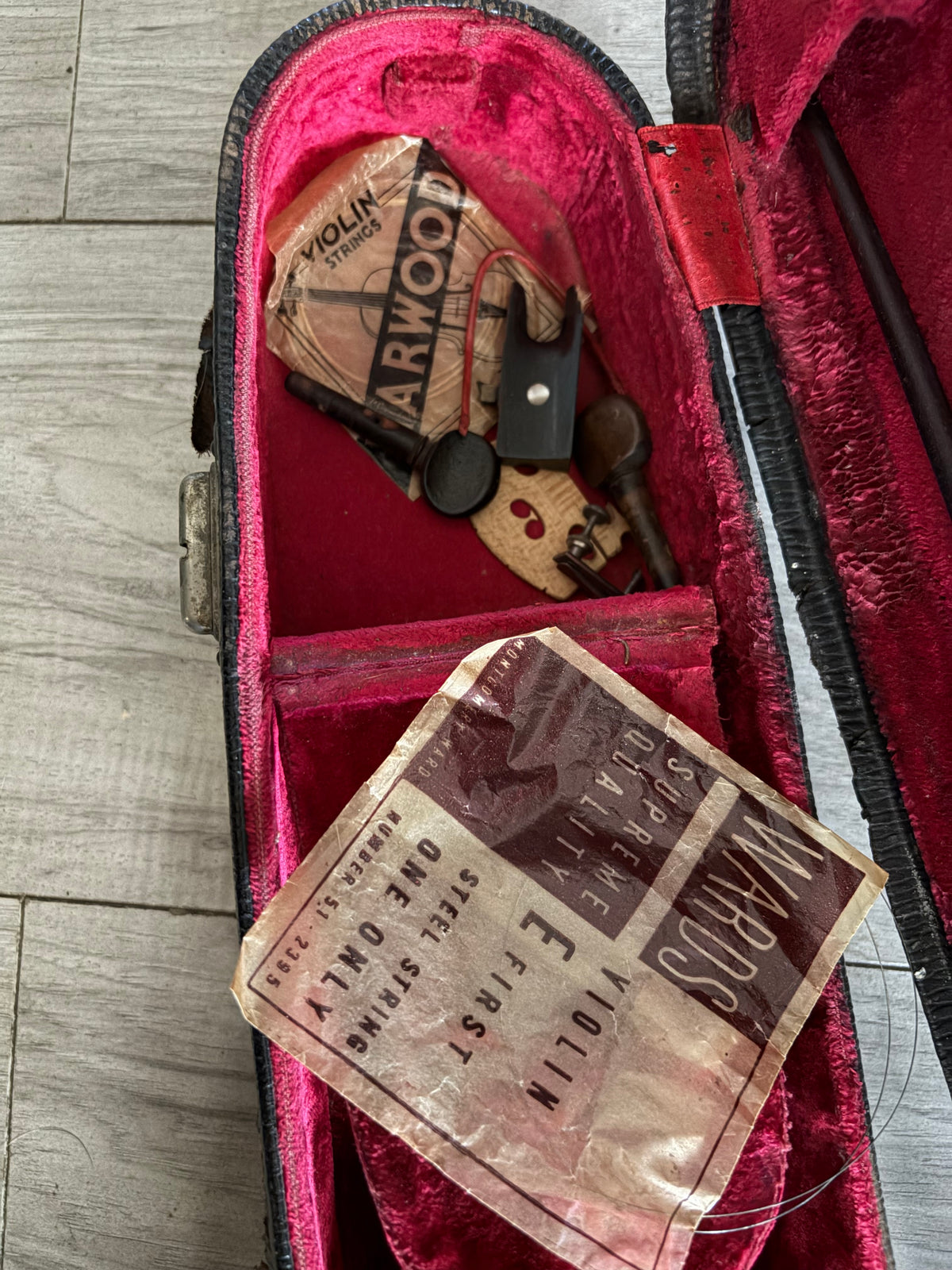 Antique Violin with Flamed Maple Back, Bow & Vintage Case — Early 1900s, As-Is Project Instrument