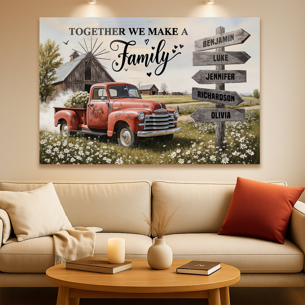 Arte de pared con camión estilo granja (personalizado)