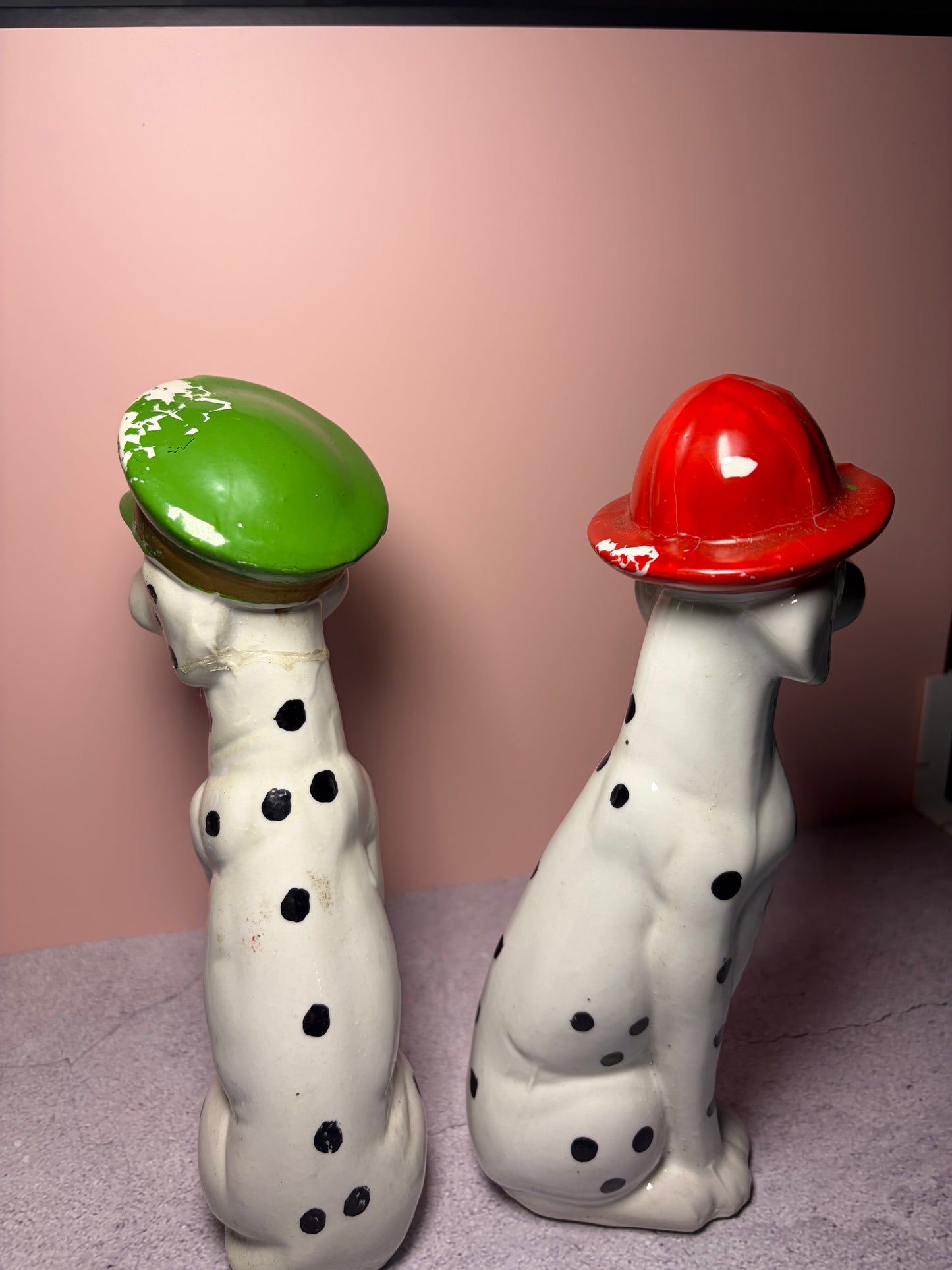Vintage Ceramic Dalmatian Figurines – Fire Chief & Officer, Set of 2