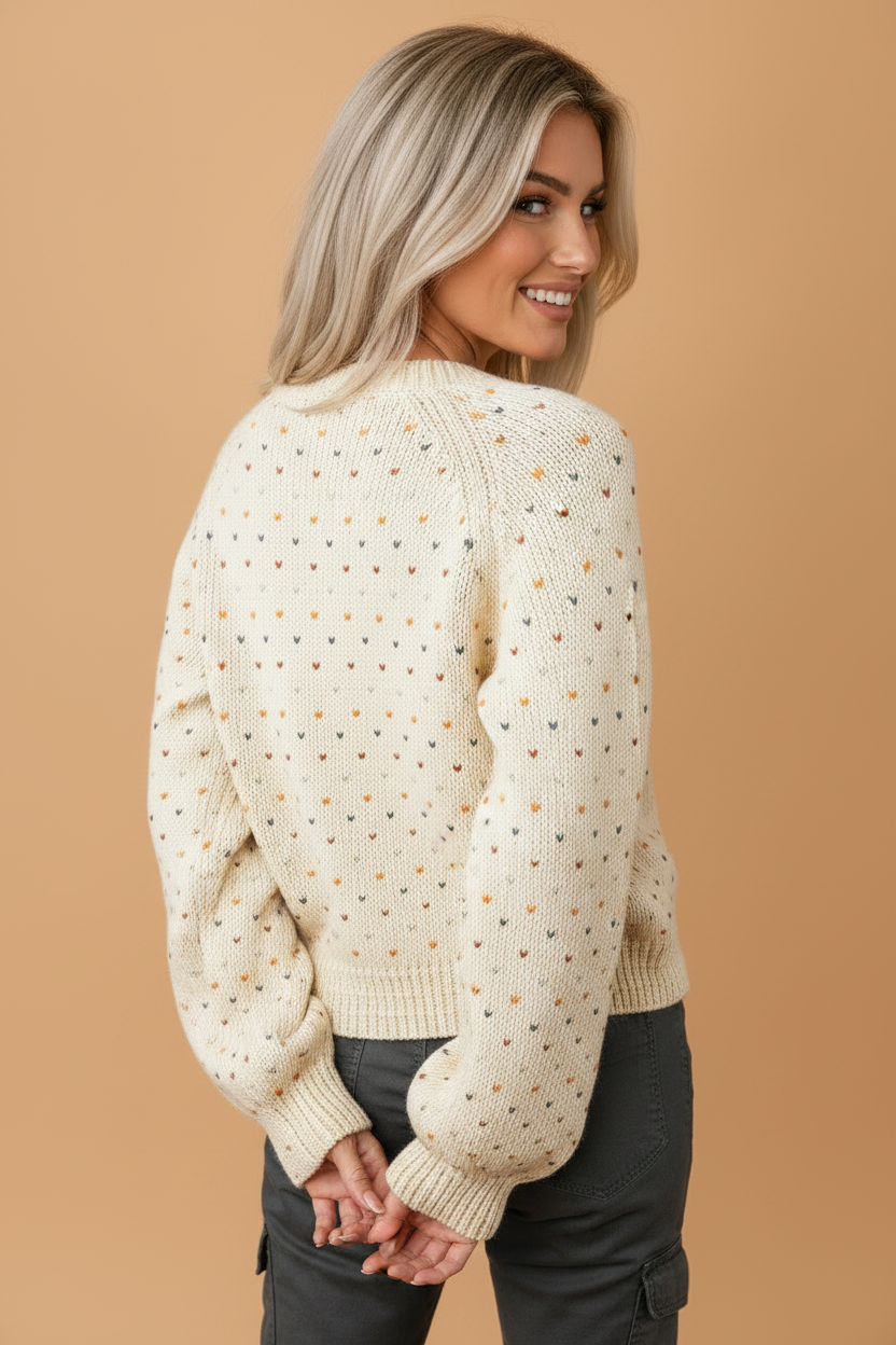 Vintage Dot Button-Front Cardigan