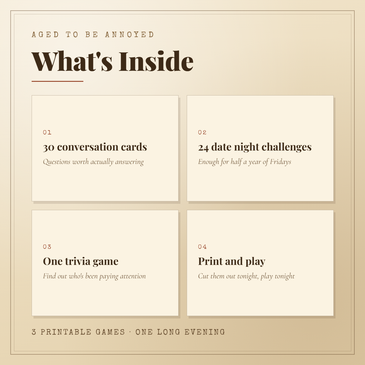 What's inside the Couples Game Night Bundle