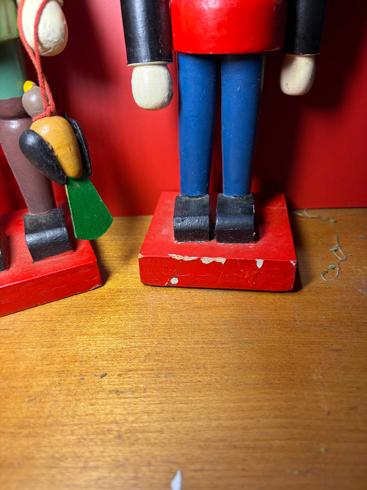 Vintage 1980s Wooden Nutcrackers — Huntsman & Soldier Pair (Original Peoples Drug Tag)