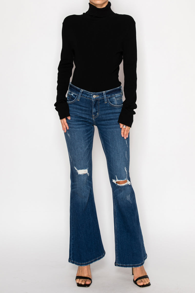 Artemis Vintage Margaret Low Rise Distressed Flare Jeans