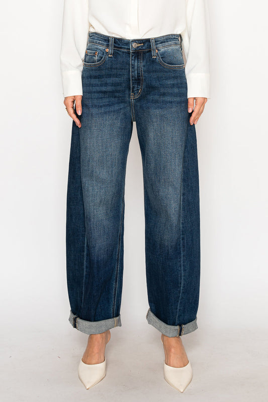 Artemis Vintage High Rise Dark Wash Barrel Jeans