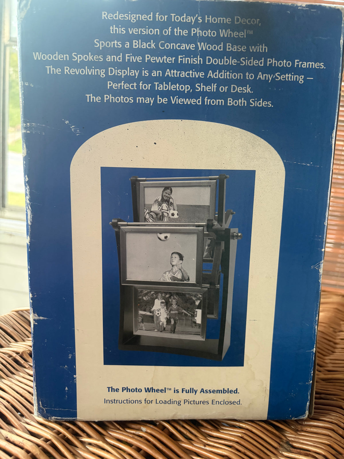 Photo Wheel Revolving Ferris Wheel Photo Frame — 5 Pewter-Finish Double-Sided Frames, Holds 10 Photos — New in Box