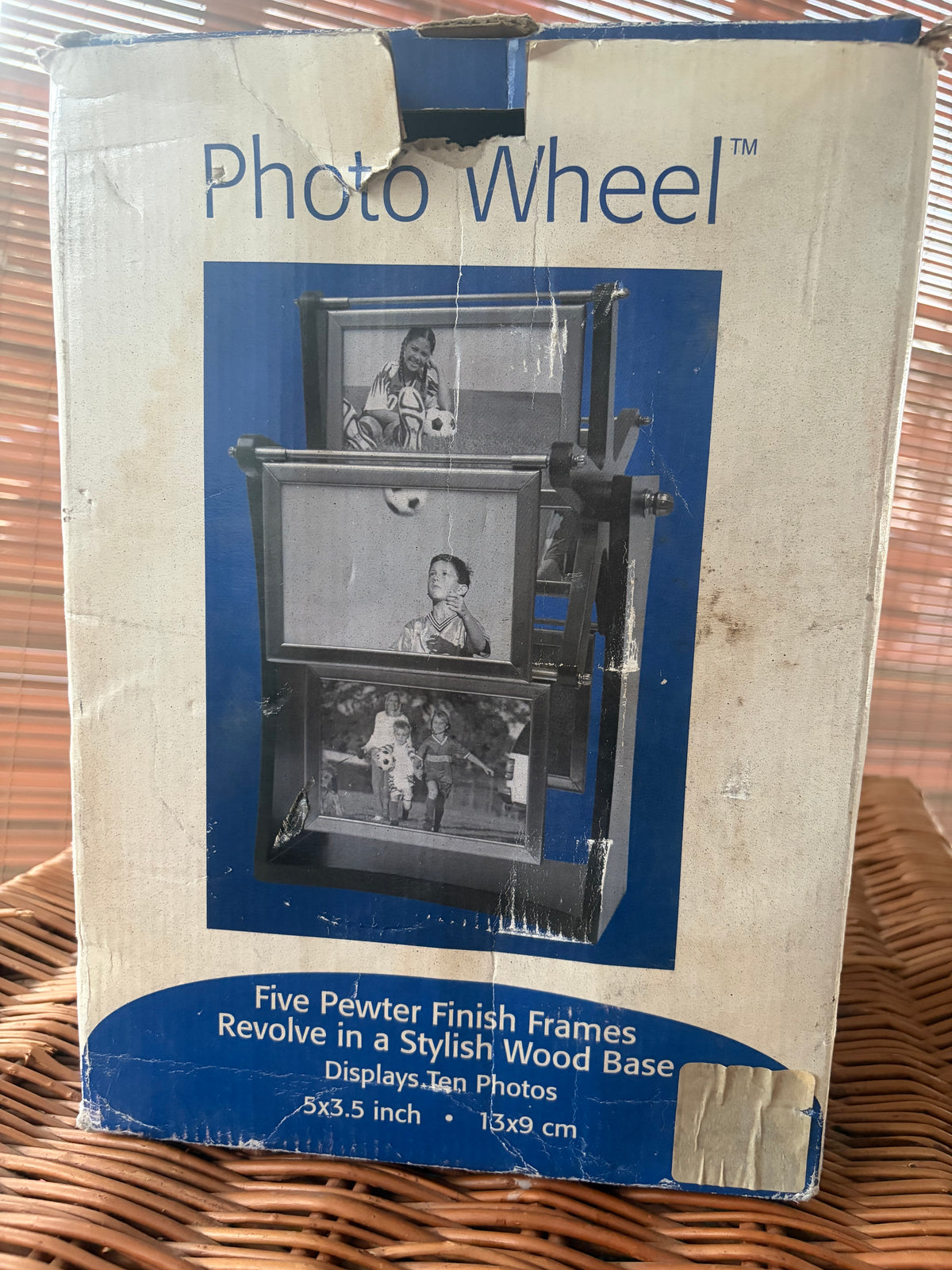 Photo Wheel Revolving Ferris Wheel Photo Frame — 5 Pewter-Finish Double-Sided Frames, Holds 10 Photos — New in Box