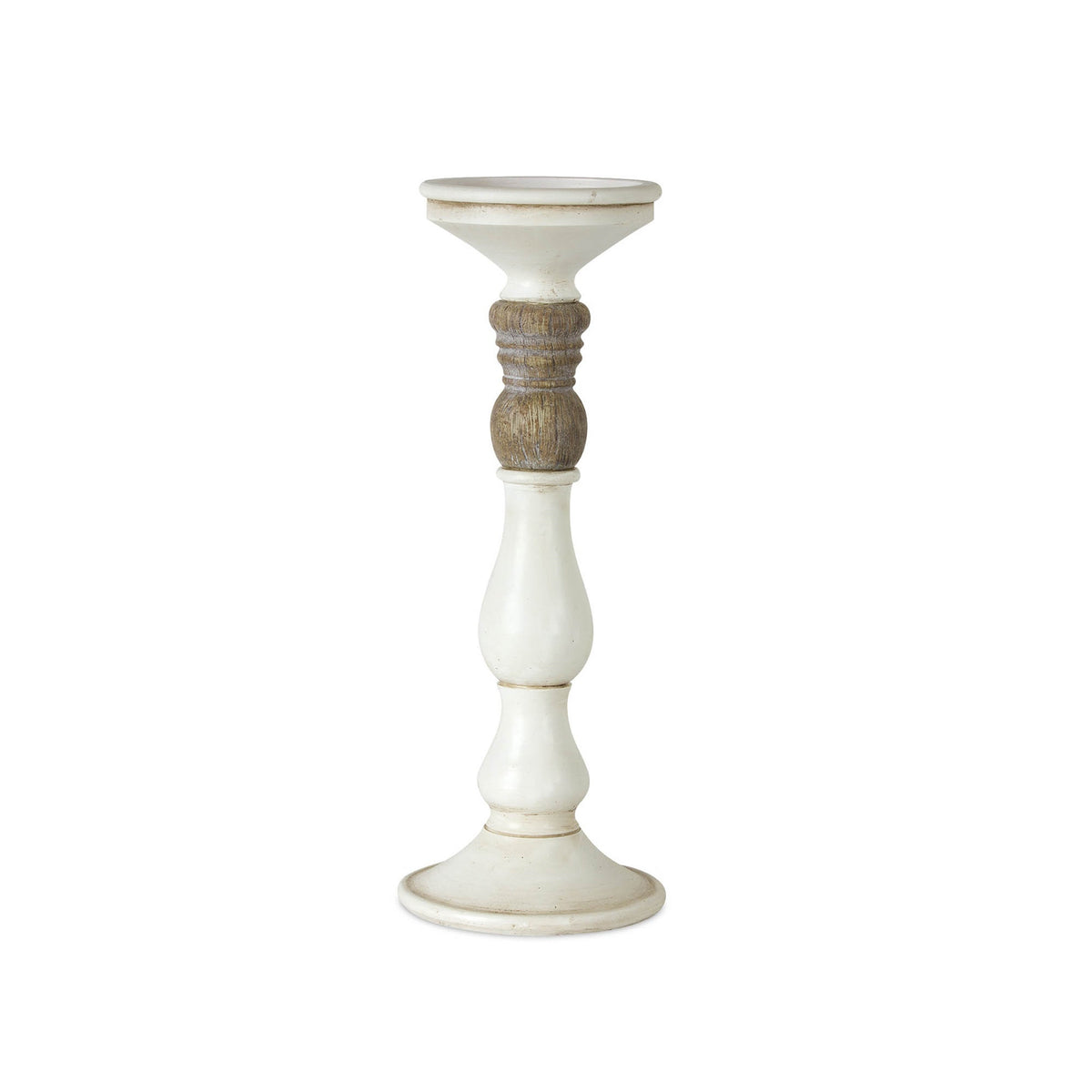 Ivory Candle Holder with Wood Accent (Set of 3)