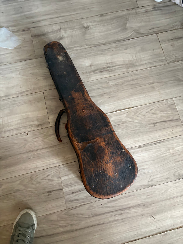 Antique Violin with Flamed Maple Back, Bow & Vintage Case — Early 1900s, As-Is Project Instrument