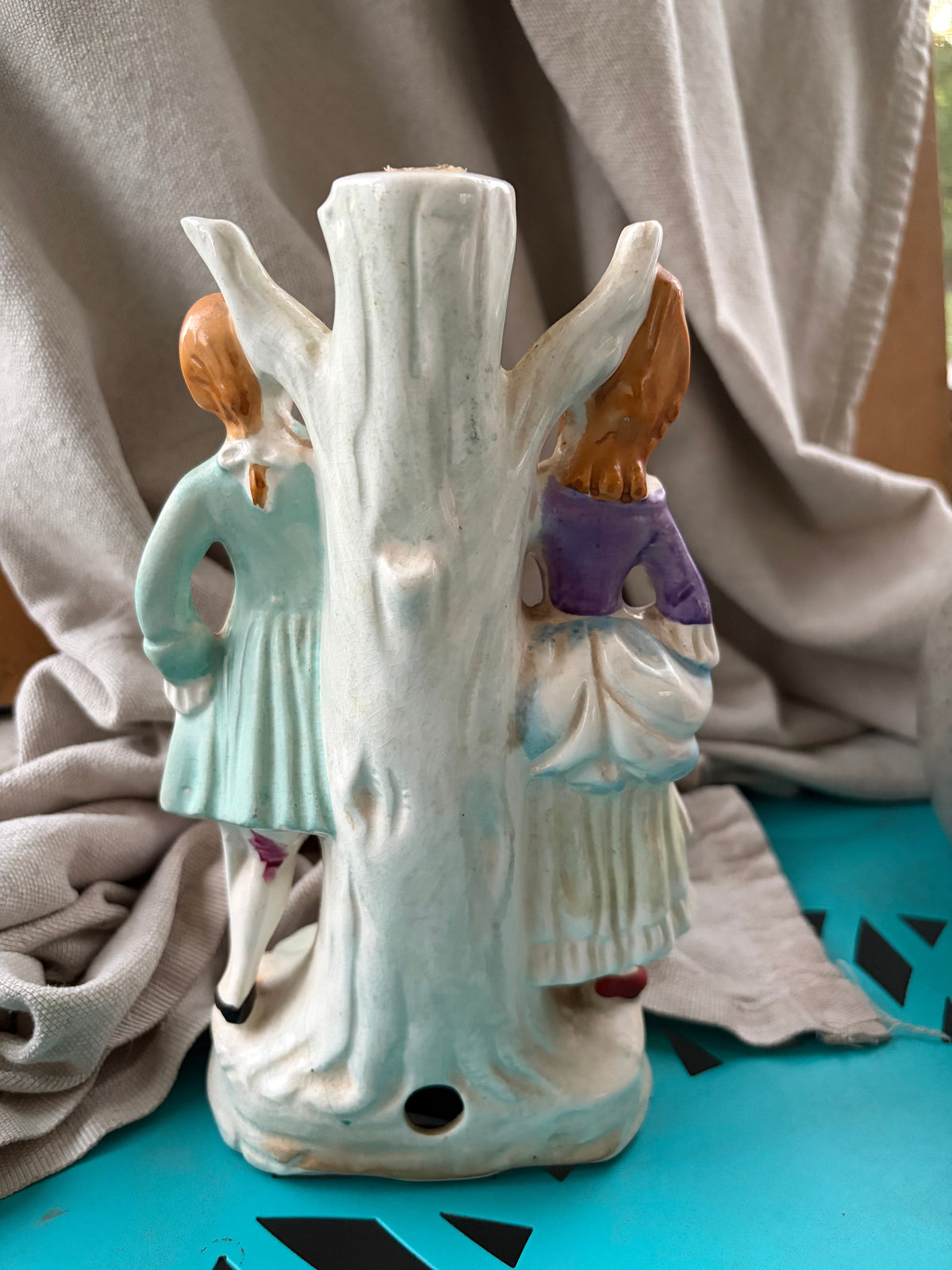 Vintage Courting Couple Bud Vase detail