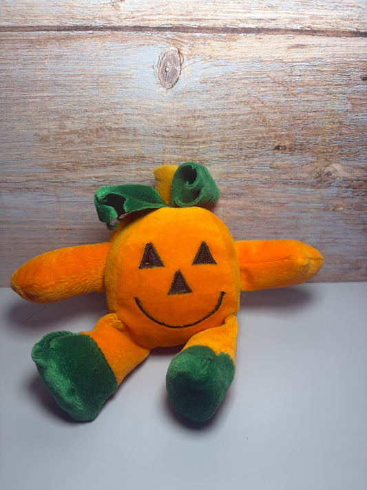 Vintage Orange Satin Jack-O'-Lantern Pillow — Halloween Decor Cushion
