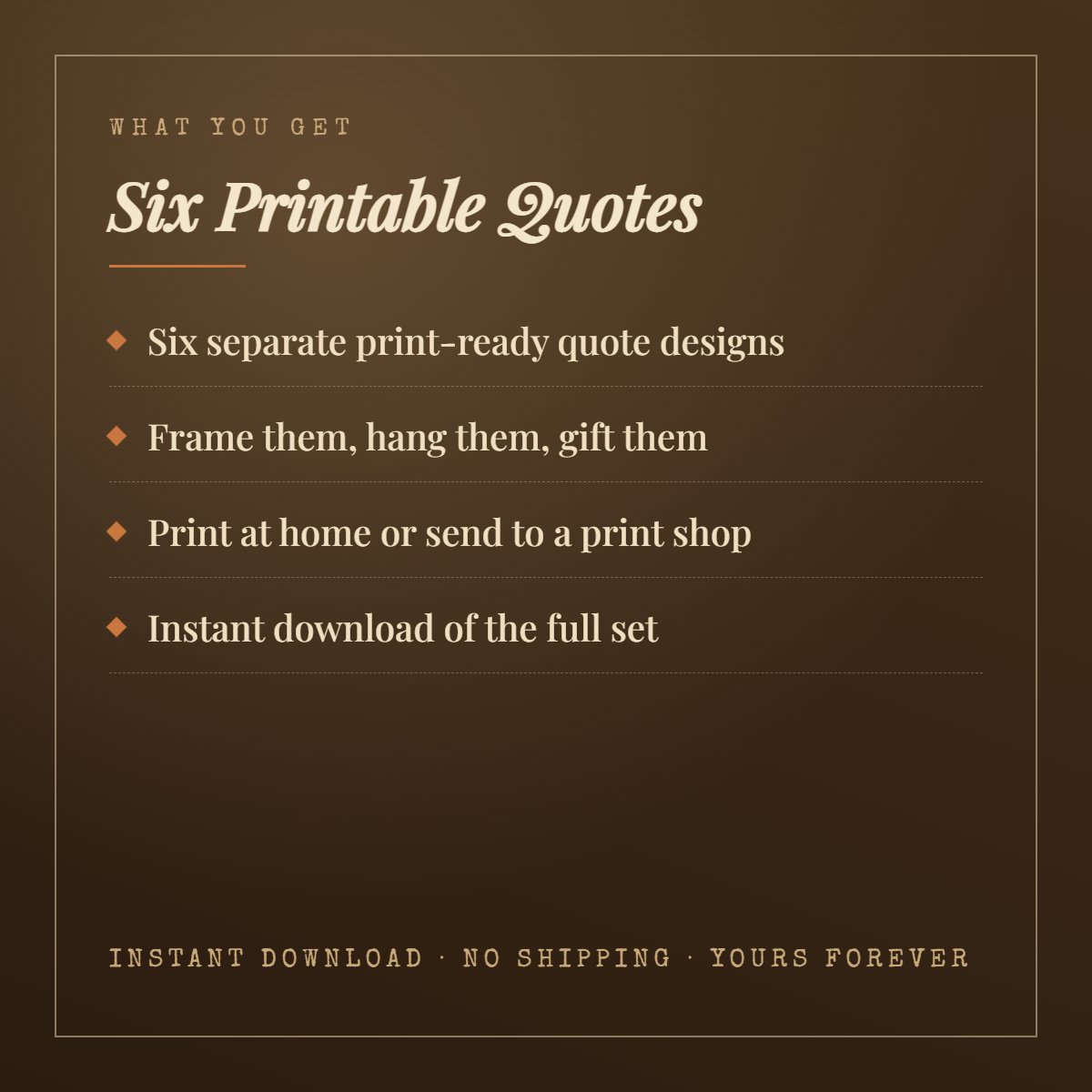 What you get with the Wall Art Quote Set — six print-ready designs